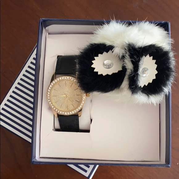 SALE! Gold / Leather Watch & Fur Purse Charm / Key Chain - Picture 3 of 11